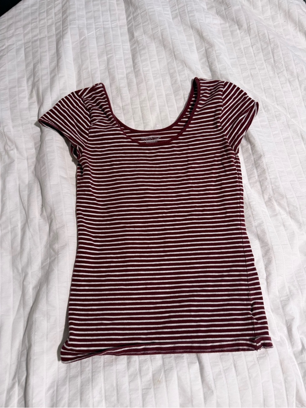 GAP Scoop Neck Striped Tee - Maroon & White